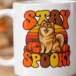 Printed design close-up on the Finnish Lapphund Stay Spooky Halloween Mug Finnish Lapphund mug