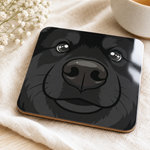 Glossy print detail on the Finnish Lapphund Black Face Cork-Back Coaster Finnish Lapphund coaster