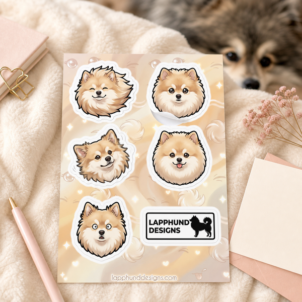 Individual peel detail of the Finnish Lapphund Fluffy Faces Sticker Sheet – Classic Expressions & Breed Charm Finnish Lapphund sticker sheet