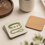 Cork backing and size of the Finnish Lapphund Collar & Leash Icon Cork-Back Coaster Finnish Lapphund coaster