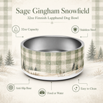 Sage Gingham Snowfield Finnish Lapphund 32oz dog bowl features and specs