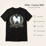 Bella+Canvas 3001 size and fit guide for the Finnish Lapphund Heraldic Crest T-Shirt Finnish Lapphund t-shirt