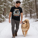 Finnish Lapphund Snow Zoomie Champion T-Shirt Finnish Lapphund t-shirt worn, lifestyle photo