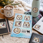 Finnish Lapphund Winter Joy Sticker Sheet – Snowy Smiles, Cozy Curls & Cold-Weather Play Finnish Lapphund stickers applied in real use