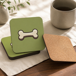 Cork backing and size of the Finnish Lapphund Bone Icon Cork-Back Coaster Finnish Lapphund coaster