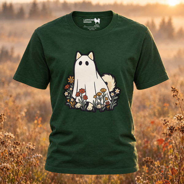 Finnish Lapphund Wildflower Ghost Halloween T-Shirt Finnish Lapphund t-shirt