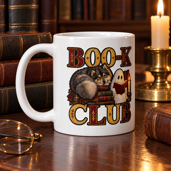 Finnish Lapphund Boo-k Club Halloween Mug Finnish Lapphund ceramic mug