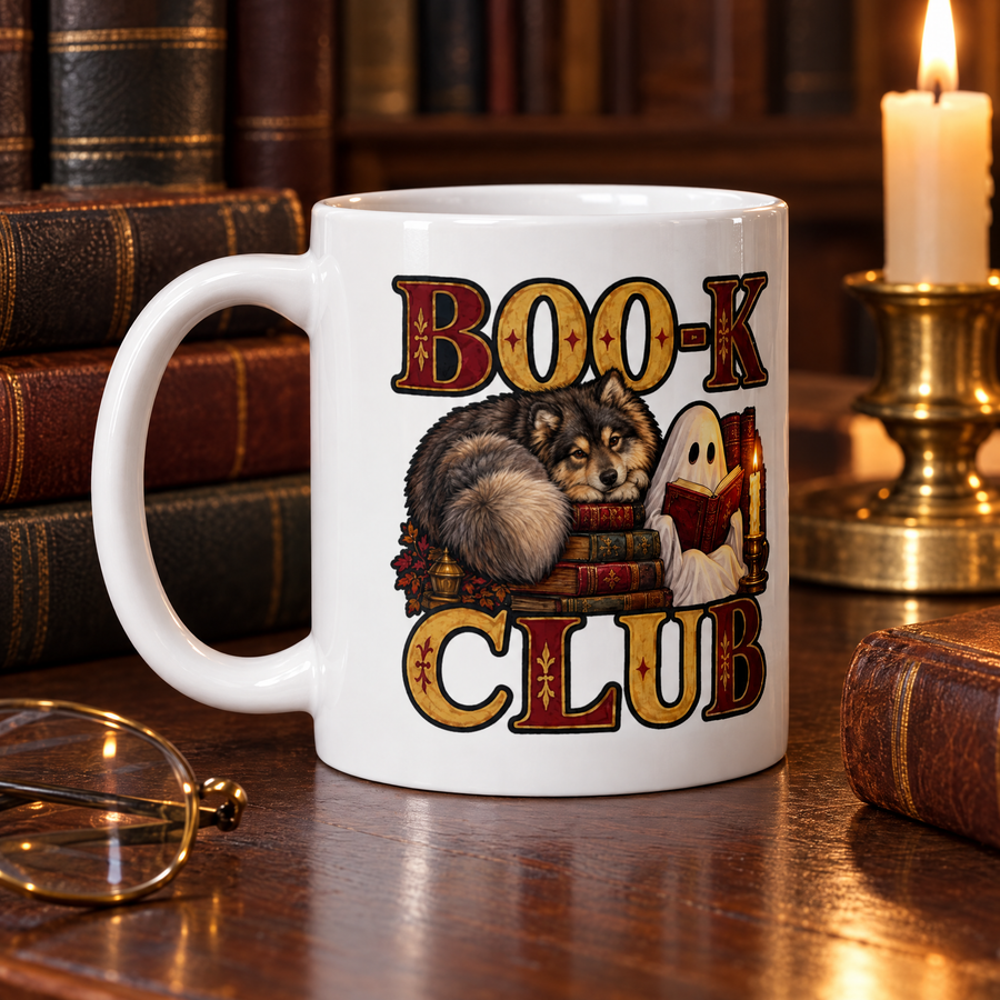 Finnish Lapphund Boo-k Club Halloween Mug Finnish Lapphund ceramic mug