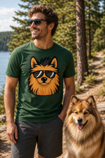 Finnish Lapphund Cool Shades Outdoor Adventure Graphic T-Shirt Finnish Lapphund t-shirt worn, lifestyle photo