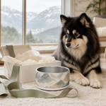 Cloud Dancer Peaks Finnish Lapphund 32oz dog bowl gift scene