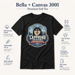 Bella+Canvas 3001 size and fit guide for the Finnish Lapphund Snow Country Outfitter Badge T-Shirt Finnish Lapphund t-shirt