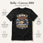Bella+Canvas 3001 size and fit guide for the Finnish Lapphund Born To Herd Raised To Cuddle T-Shirt Finnish Lapphund t-shirt
