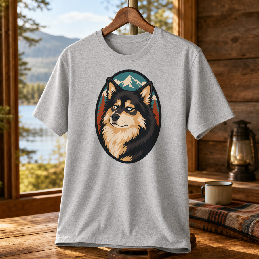 Finnish Lapphund Mountain Portrait T-Shirt Finnish Lapphund t-shirt