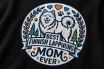Finnish Lapphund Best Mom Ever Tee design close-up on a Finnish Lapphund t-shirt