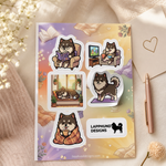 Individual peel detail of the Finnish Lapphund Cozy Home Sticker Sheet – Reading, Relaxing & Cozy Moments Finnish Lapphund sticker sheet