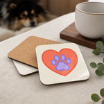 Cork backing and size of the Finnish Lapphund Paw Heart Icon Cork-Back Coaster Finnish Lapphund coaster