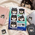 Finnish Lapphund Confused Expressions Sticker Sheet – Question Marks, Hesitation & Unsure Faces Finnish Lapphund stickers applied in real use