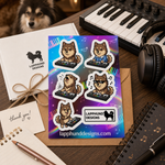 Finnish Lapphund Music Time Sticker Sheet – Keyboard Jams, Singing & Playful Performance Finnish Lapphund sticker sheet as a gift