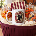 Finnish Lapphund Lappy's Finest Treats Halloween Mug Finnish Lapphund mug in a Halloween gift basket