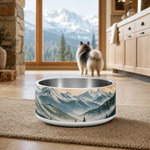 Kootenay Mountain Finnish Lapphund 32oz dog bowl in a cozy home setting