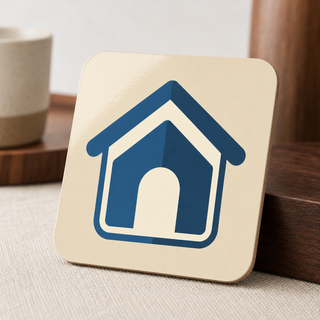 Dog House Icon Cork-Back Coaster for Finnish Lapphund Lovers