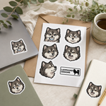 Finnish Lapphund Everyday Expressions Sticker Sheet – Coffee, Smiles & Calm Moods Finnish Lapphund stickers applied in real use