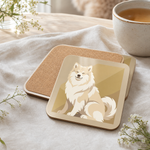 Cork backing and size of the Finnish Lapphund Cream Sitting Illustration Cork-Back Coaster Finnish Lapphund coaster