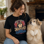 Finnish Lapphund Emotionally Manipulated T-Shirt Finnish Lapphund t-shirt worn, lifestyle photo