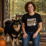Spooky Lapphund Mom Halloween T-Shirt Finnish Lapphund t-shirt worn, lifestyle photo