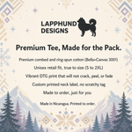 Bella+Canvas 3001 size and fit guide for the Finnish Lapphund Nordic Trio T-Shirt Finnish Lapphund t-shirt