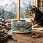 Kootenay Mountain Finnish Lapphund 32oz dog bowl gift scene