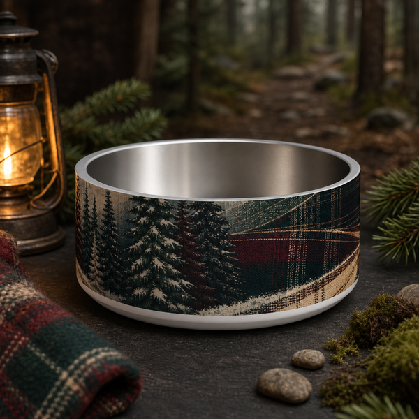 Evergreen Tartan Trail Finnish Lapphund 32oz dog bowl