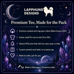 Bella+Canvas 3001 size and fit guide for the Finnish Lapphund Celestial Moon & Crystal Magic T-Shirt Finnish Lapphund t-shirt