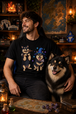 Finnish Lapphund Pixel Quest Magic Adventure Graphic T-Shirt Finnish Lapphund t-shirt worn, lifestyle photo