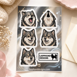 Finnish Lapphund Talking Faces Sticker Sheet – Howls, Smiles & Vocal Expressions Finnish Lapphund sticker sheet