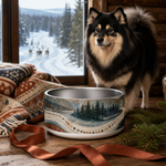 Reindeer Trail Heritage Finnish Lapphund 32oz dog bowl gift scene