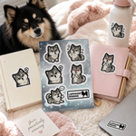Finnish Lapphund Curious Reactions Sticker Sheet – Questions, Hearts & Sweet Expressions Finnish Lapphund stickers applied in real use