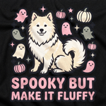 Finnish Lapphund Spooky But Make It Fluffy T-Shirt design close-up on a Finnish Lapphund t-shirt