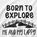 Born to Explore with My Lappy T-Shirt – Adventure-Ready Apparel for Lapphund Lovers design close-up on a Finnish Lapphund t-shirt