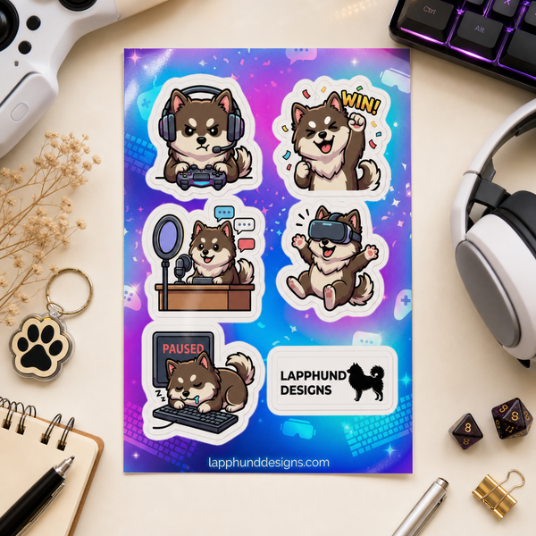 Finnish Lapphund Gaming & Streaming Sticker Sheet – Gamer, VR & Creator Designs Finnish Lapphund sticker sheet
