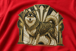 Finnish Lapphund Golden Deco Elegance Heritage Graphic T-Shirt design close-up on a Finnish Lapphund t-shirt
