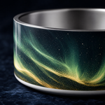 Nordic Nightfall design detail on a Finnish Lapphund 32oz dog bowl