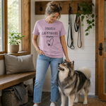 Finnish Lapphund Mama T-Shirt – Perfect for Proud Dog Moms & Lapphund Lovers Finnish Lapphund t-shirt worn, lifestyle photo
