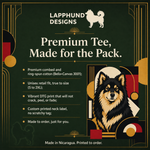 Bella+Canvas 3001 size and fit guide for the Finnish Lapphund Art Deco Portrait T-Shirt Finnish Lapphund t-shirt