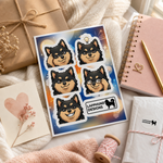 Finnish Lapphund Thinking Faces Sticker Sheet – Clever Looks, Ideas & Thoughtful Expressions Finnish Lapphund sticker sheet as a gift