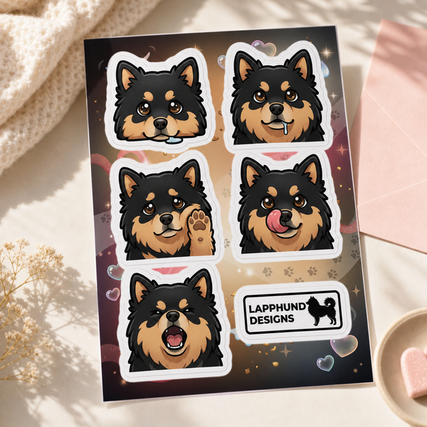 Finnish Lapphund Playful Reactions Sticker Sheet Finnish Lapphund sticker sheet