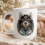 Finnish Lapphund Mug – Tribal Geometric Art in Bold Colors Finnish Lapphund ceramic mug
