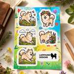 Finnish Lapphund Spring Meadows Sticker Sheet – Flowers, Sunshine & Playful Joy Finnish Lapphund sticker sheet