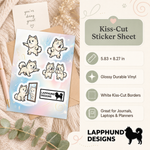 Specs and details for the Finnish Lapphund Pointing Reactions Sticker Sheet – Calling Out, Surprise & “Look Over There” Expressions Finnish Lapphund sticker sheet