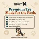 Bella+Canvas 3001 size and fit guide for the Finnish Lapphund Ask Me About My Lappy T-Shirt Finnish Lapphund t-shirt